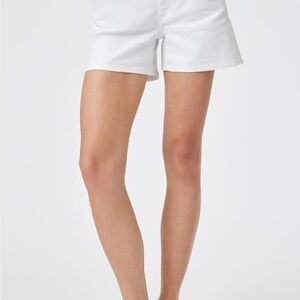 Mavi Kylie High Rise Denim Utility Shorts in White Feather Blue